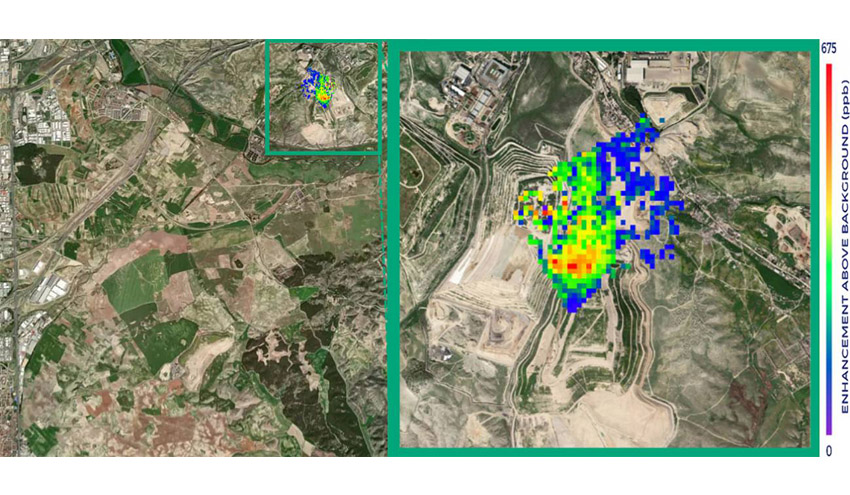 Satélites de la ESA y GHGSat detectan dos grandes focos de emisión de metano en vertederos de Madrid
