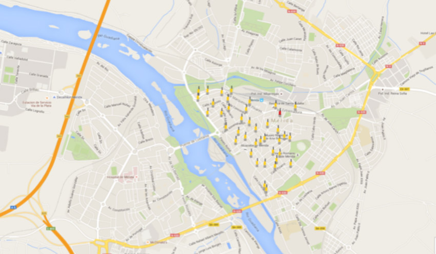 Imagen de las localizaciones de los sensores permalog en la ciudad